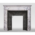 Curved  half-moon Arabescato marble fireplace mantel surrounding